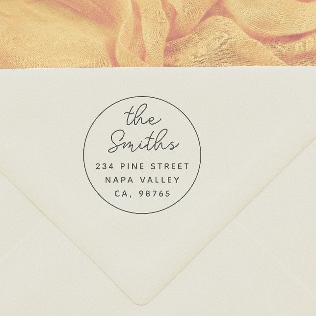 Carimbo Auto Entintado Nome da Família de Script Moderno Endereço de Reto (Criador carregado)