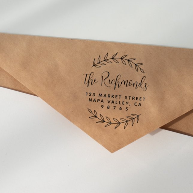 Carimbo Auto Entintado Nome da Família de Script Personalizado do Endereç (Rubber Stamp Mock-up)