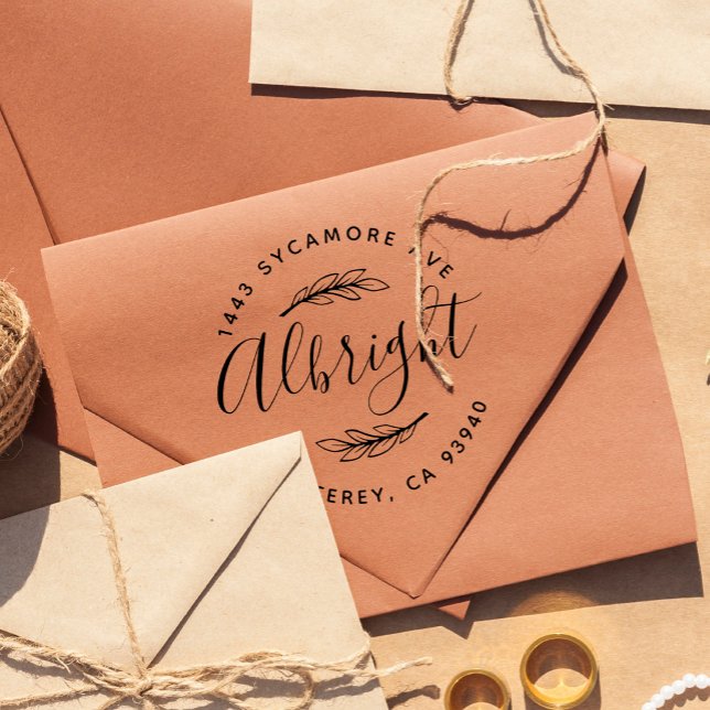 Carimbo Auto Entintado Nome da Família de Script Russo Wreath Endereço de (Criador carregado)