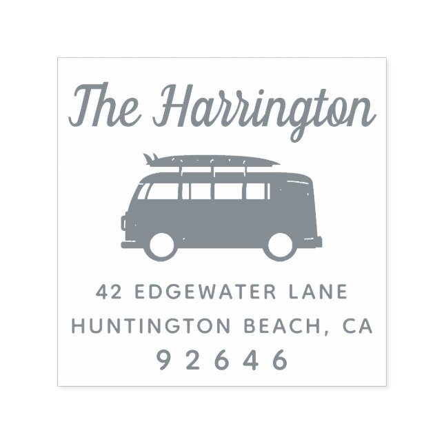 Carimbo Auto Entintado Nome da família de surfboard do moto para casa End (Design)