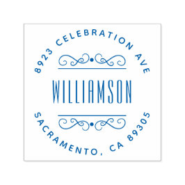 Carimbo Auto Entintado Nome da família Deco Simples Endereço de devolução