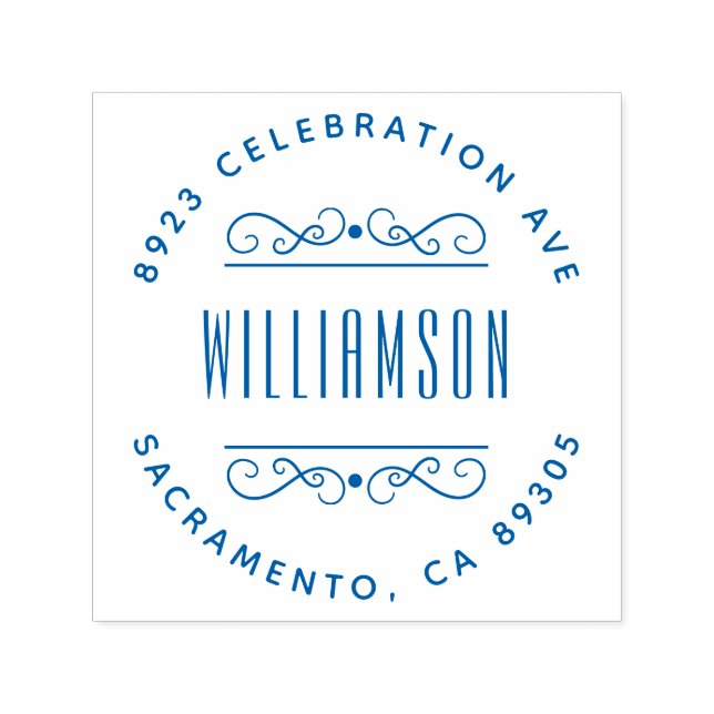 Carimbo Auto Entintado Nome da família Deco Simples Endereço de devolução (Design)