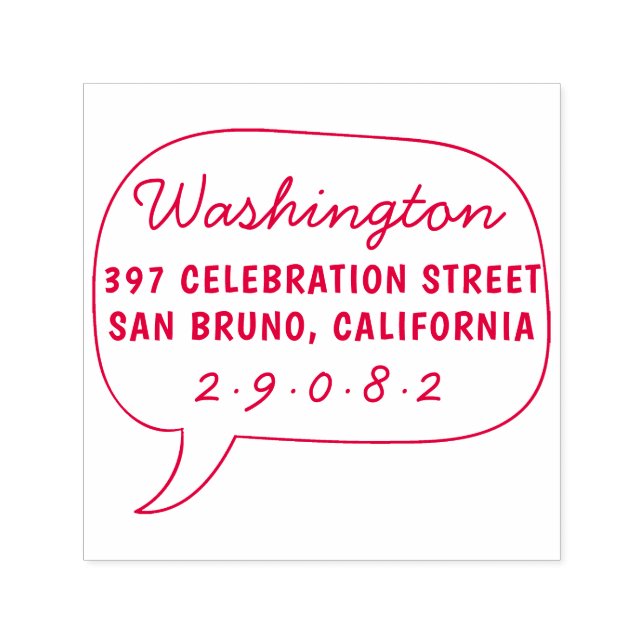 Carimbo Auto Entintado Nome da Família Desenho da Bolha de Fala Endereço  (Design)