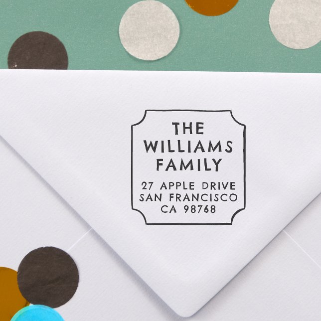 Carimbo Auto Entintado Nome da família em negrito e endereço de devolução (Rubber Stamp Mock-up)
