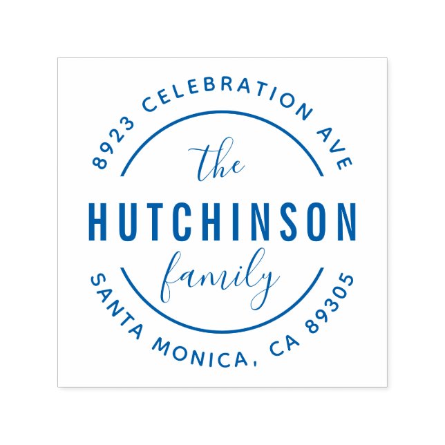 Carimbo Auto Entintado Nome da Família em Negrito Personalizado Endereço  (Design)