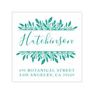 Carimbo Auto Entintado Nome da família Endereço de devolução botânico man