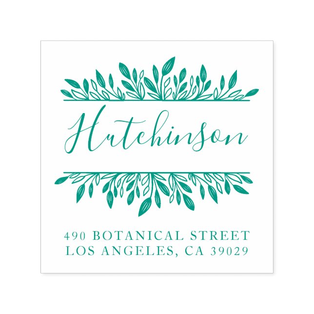 Carimbo Auto Entintado Nome da família Endereço de devolução botânico man (Design)