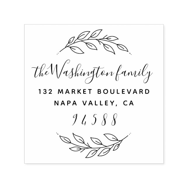 Carimbo Auto Entintado Nome da Família Endereço de Devolução de Script co (Design)