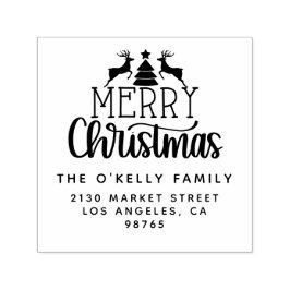 Carimbo Auto Entintado Nome da Família Feliz de Natal Endereço de Devoluç