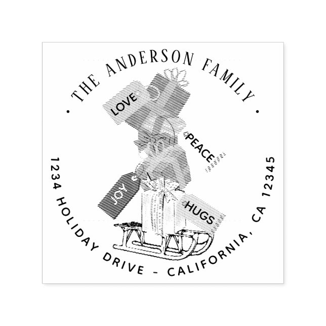 Carimbo Auto Entintado Nome da família festiva natalina (Design)