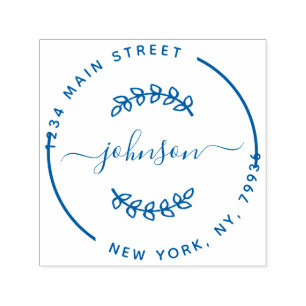 Carimbo Auto Entintado Nome da Família Floral Endereço de Devolução