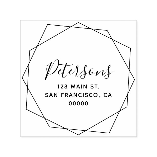 Carimbo Auto Entintado Nome da Família Geométrica Moderna de Caligrafia (Design)