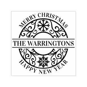 Carimbo Auto Entintado Nome da família Lacy Filigree do Snowflakes Elegan