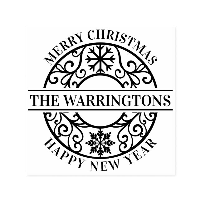 Carimbo Auto Entintado Nome da família Lacy Filigree do Snowflakes Elegan (Design)