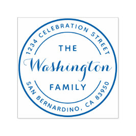 Carimbo Auto Entintado Nome da família Logotipo redondo Endereço de devol