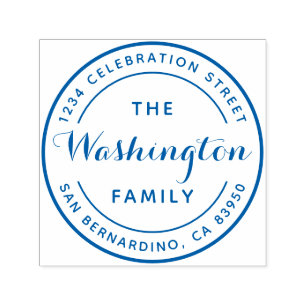 Carimbo Auto Entintado Nome da família Logotipo redondo Endereço de devol