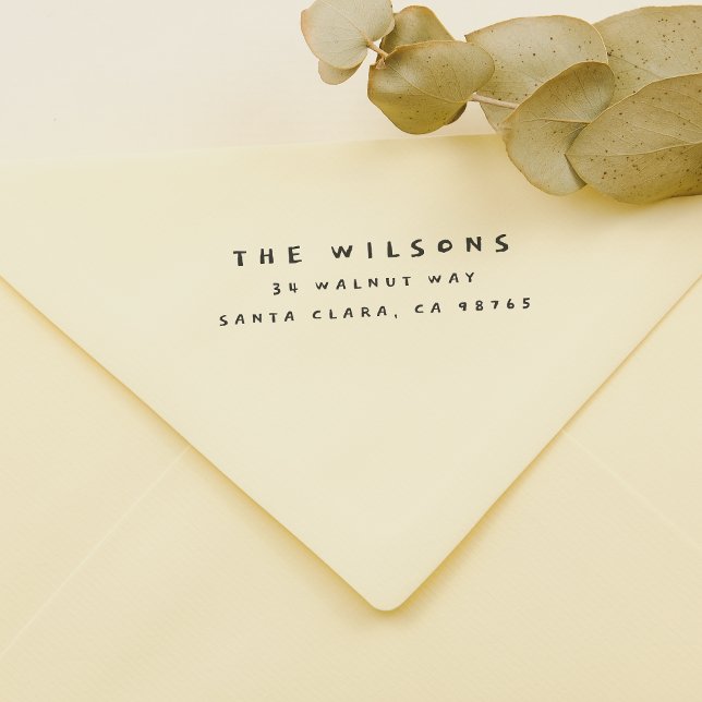 Carimbo Auto Entintado Nome da Família Manuscrita Custa e Endereço de Ret (Rubber Stamp Mock-up)