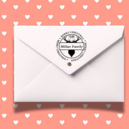 Carimbo Auto Entintado Nome da família Merry Christmas Reindeer