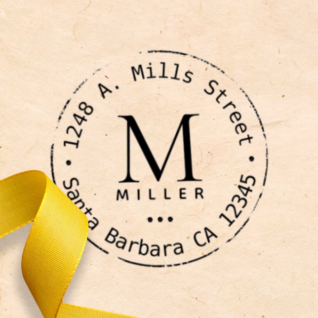 Carimbo Auto Entintado Nome da família Monograma Circular Endereço de dev (Criador carregado)