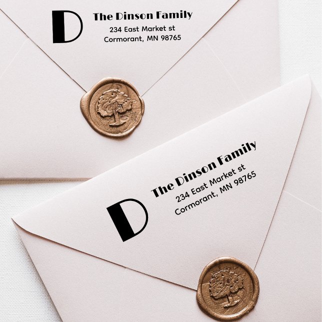 Carimbo Auto Entintado Nome da família Monograma Endereço inicial de devo (Criador carregado)