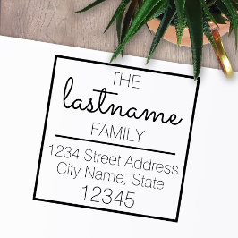 Carimbo Auto Entintado Nome da família personalizada e endereço de devolu