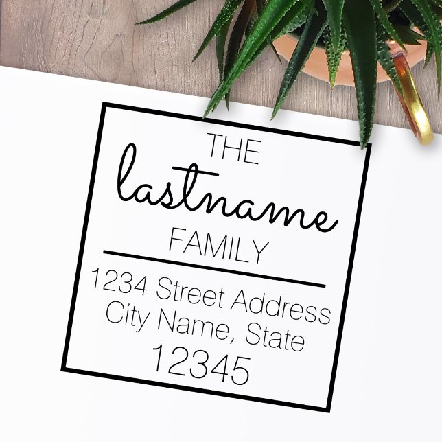 Carimbo Auto Entintado Nome da família personalizada e endereço de devolu (Criador carregado)