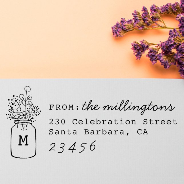 Carimbo Auto Entintado Nome da família personalizada e endereço de devolu (Criador carregado)