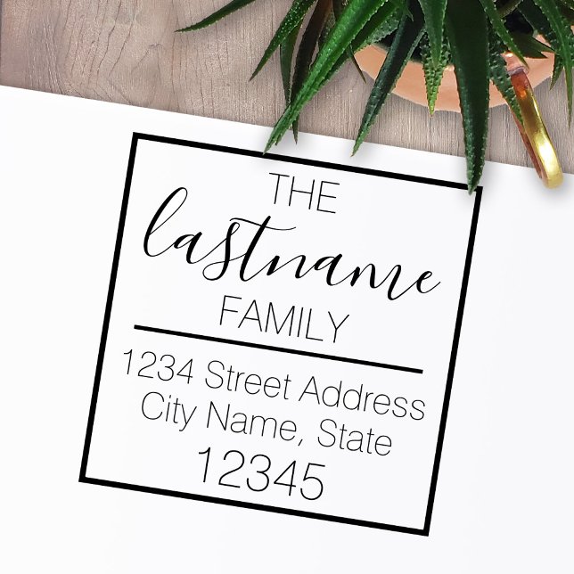 Carimbo Auto Entintado Nome da Família Personalizada e Endereço de Retorn (Criador carregado)