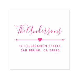 Carimbo Auto Entintado Nome da Família Personalizada Script & Endereço de