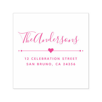 Carimbo Auto Entintado Nome da Família Personalizada Script & Endereço de