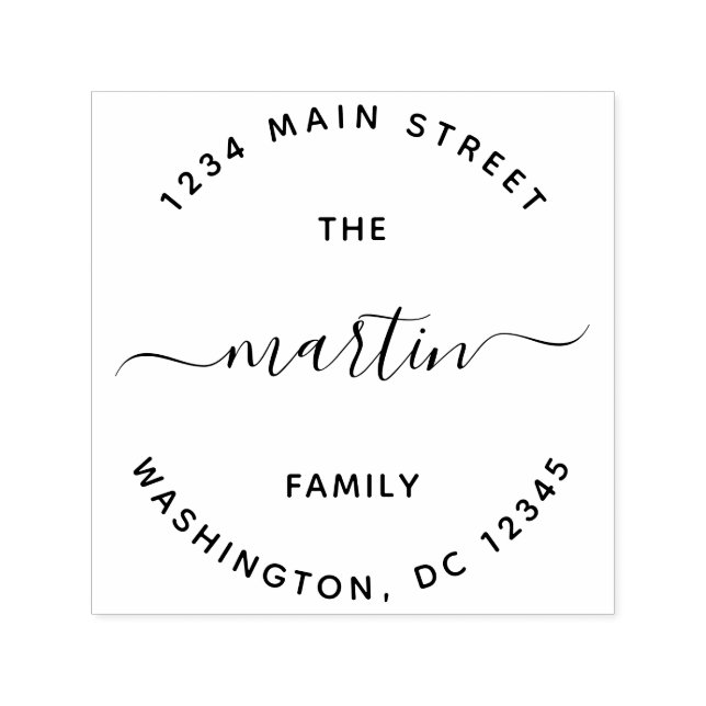 Carimbo Auto Entintado Nome da Família Personalizada Voltar ao Endereço d (Design)