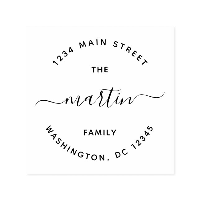 Carimbo Auto Entintado Nome da Família Personalizada Voltar ao Endereço d (Design)