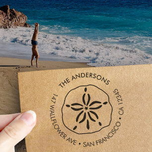 Carimbo Auto Entintado Nome da Família Personalizado Sand Dollar Endereço