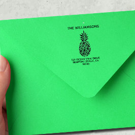 Carimbo Auto Entintado Nome da família Pineapple Endereço para devolução