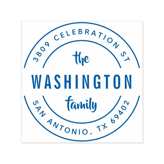 Carimbo Auto Entintado Nome da Família Retro Negrito Endereço de Retorno (Design)