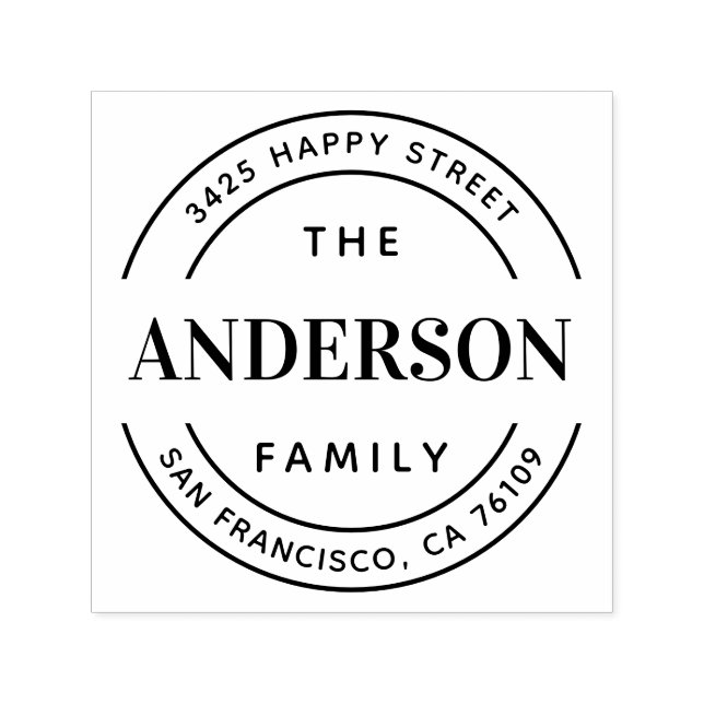 Carimbo Auto Entintado Nome da família Tipografia Endereço de devolução (Design)