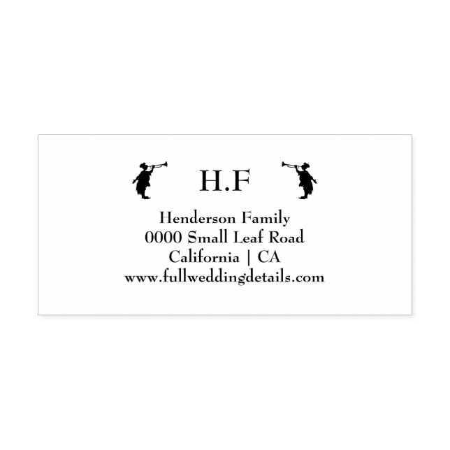 Carimbo Auto Entintado Nome da família Trumpeter Silhouter Casamento (Design)