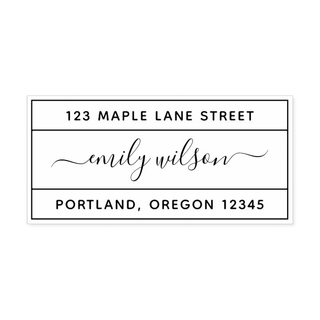 Carimbo Auto Entintado Nome da Fonte de Caligrafia com Moldura Endereço d (Design)