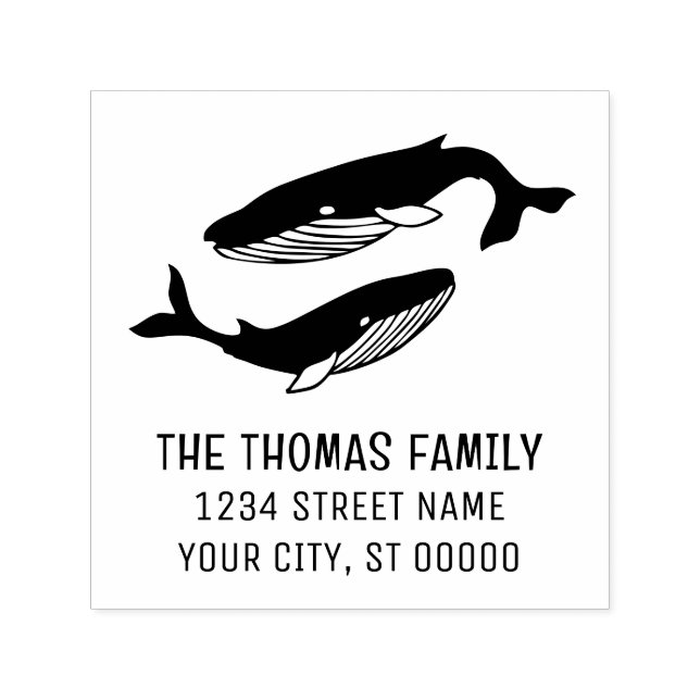 Carimbo Auto Entintado Nome de Baleias Azul Endereço de Devolução (Design)