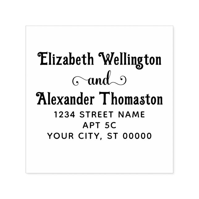 Carimbo Auto Entintado Nome de casal elegante “e” #2 endereço de devoluçã (Design)