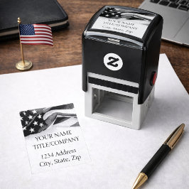 Carimbo Auto Entintado Nome de Empresa Patriótica Bandeira Americana
