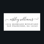 Carimbo Auto Entintado Nome de Endereço de Caligrafia Elegante<br><div class="desc">Carimbo de retorno de nome simples moderno e elegante com o seu nome em caligrafia manuscrita elegante e tipografia moderna. Basta adicionar o seu nome e endereço a todos os envelopes de convite. Exclusivamente projetado para você pelo Happy Dolphin Studio. Se precisar de ajuda ou produtos correspondentes, entre em contato...</div>