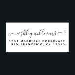 Carimbo Auto Entintado Nome de Endereço de Caligrafia Elegante<br><div class="desc">Carimbo de retorno de endereço moderno e simples com o seu nome em caligrafia elegante e tipografia moderna. Basta adicionar o seu nome e endereço a todos os seus envelopes de convite. Exclusivamente projetado para você pelo Happy Dolphin Studio. Se precisar de ajuda ou produtos correspondentes, entre em contato conosco...</div>