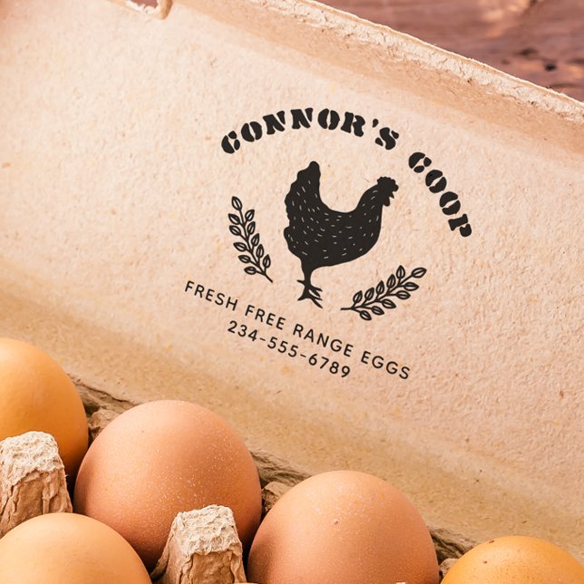 Carimbo Auto Entintado Nome de Fazenda de Estêncil Negrito Ovo de Galinha (Rubber Stamp Mock-up)