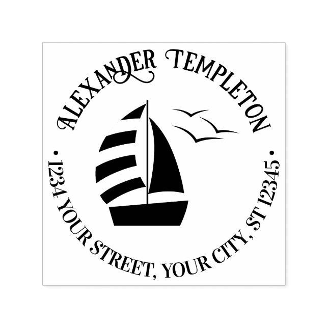 Carimbo Auto Entintado Nome de linha náutica do veleiro cúbico nº 2 Ender (Design)