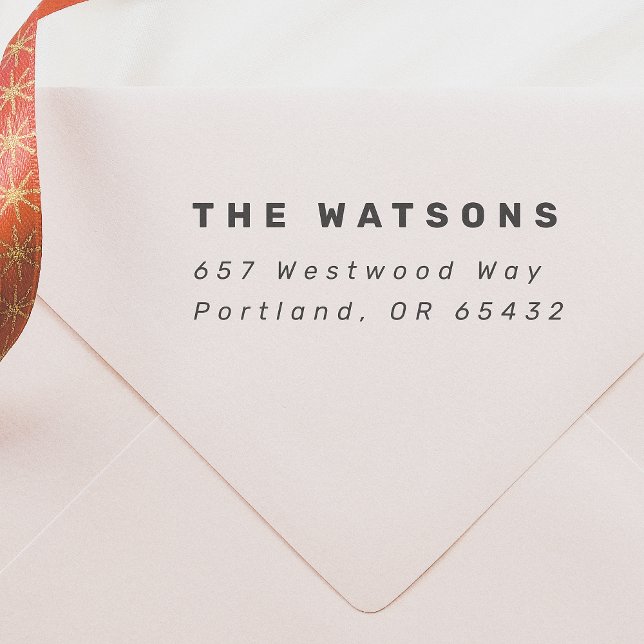 Carimbo Auto Entintado Nome de Negrito Mínimo Moderno Endereço de Retorno (Criador carregado)