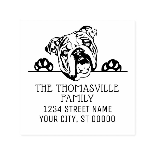 Carimbo Auto Entintado Nome do Cachorro do Rosto do Buldogue Endereço de  (Design)