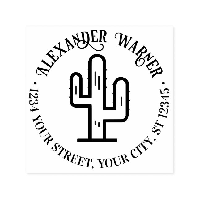 Carimbo Auto Entintado Nome do Cacto do Deserto Endereço de Devolução (Design)