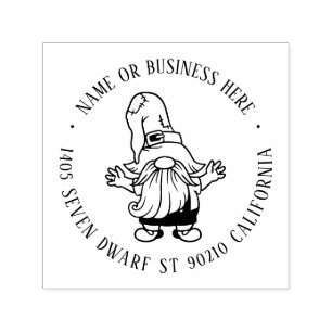 Carimbo Auto Entintado Nome do Cartoon Gnomo de Natal Bonito Endereço de 