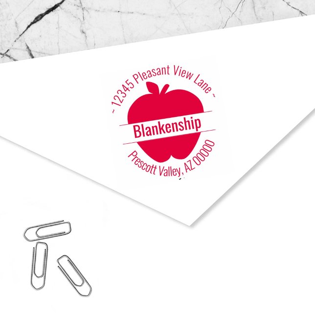 Carimbo Auto Entintado Nome do Endereço Circular do Apple Trabalho de art (Criador carregado)